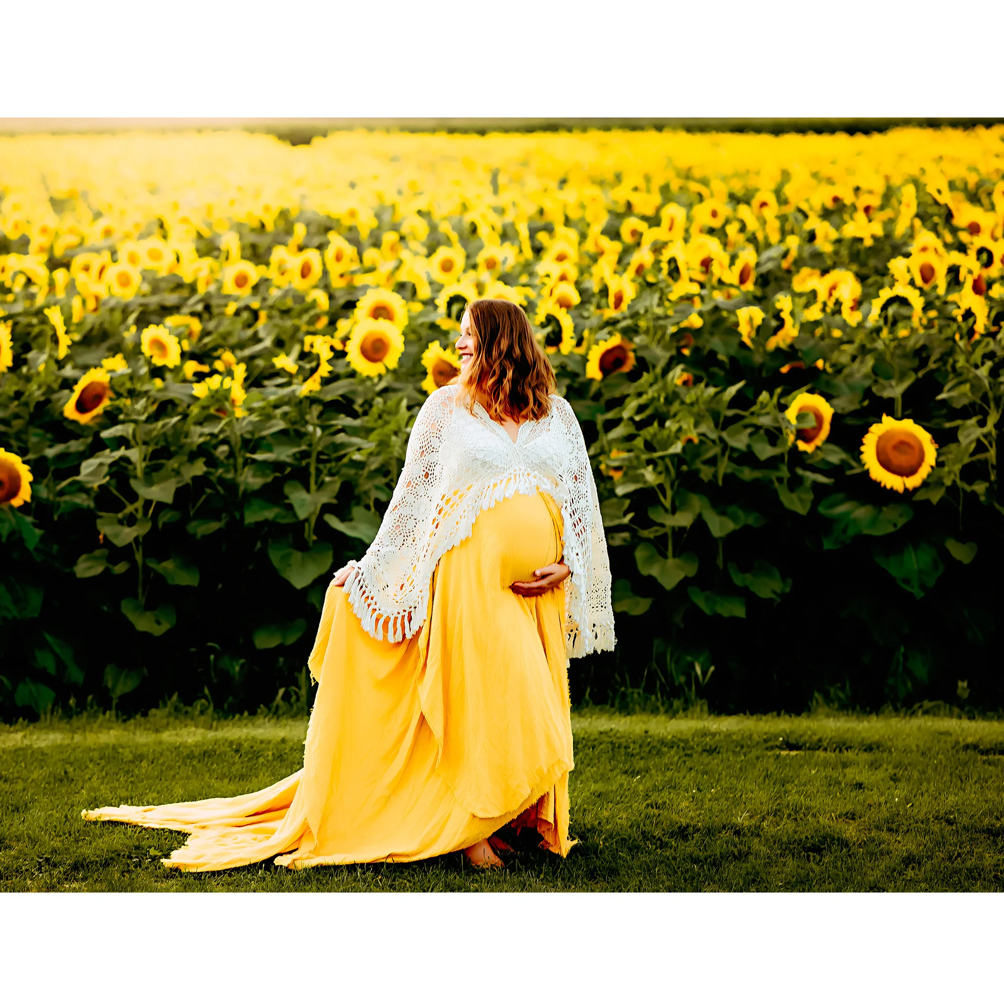 Don&Judy V-Neck Crochet Shawl Collar Ruffled Cotton Linen Maxi Dress Flowy Evening Gown with Tiered Skirt for Desert Photo Props