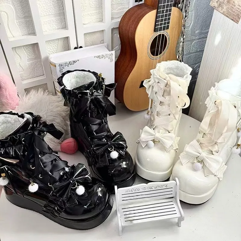 

Original Lolita with Plush Winter/No Plush Spring and Autumn Women's Short Boots Mary Jane High Top Shoes