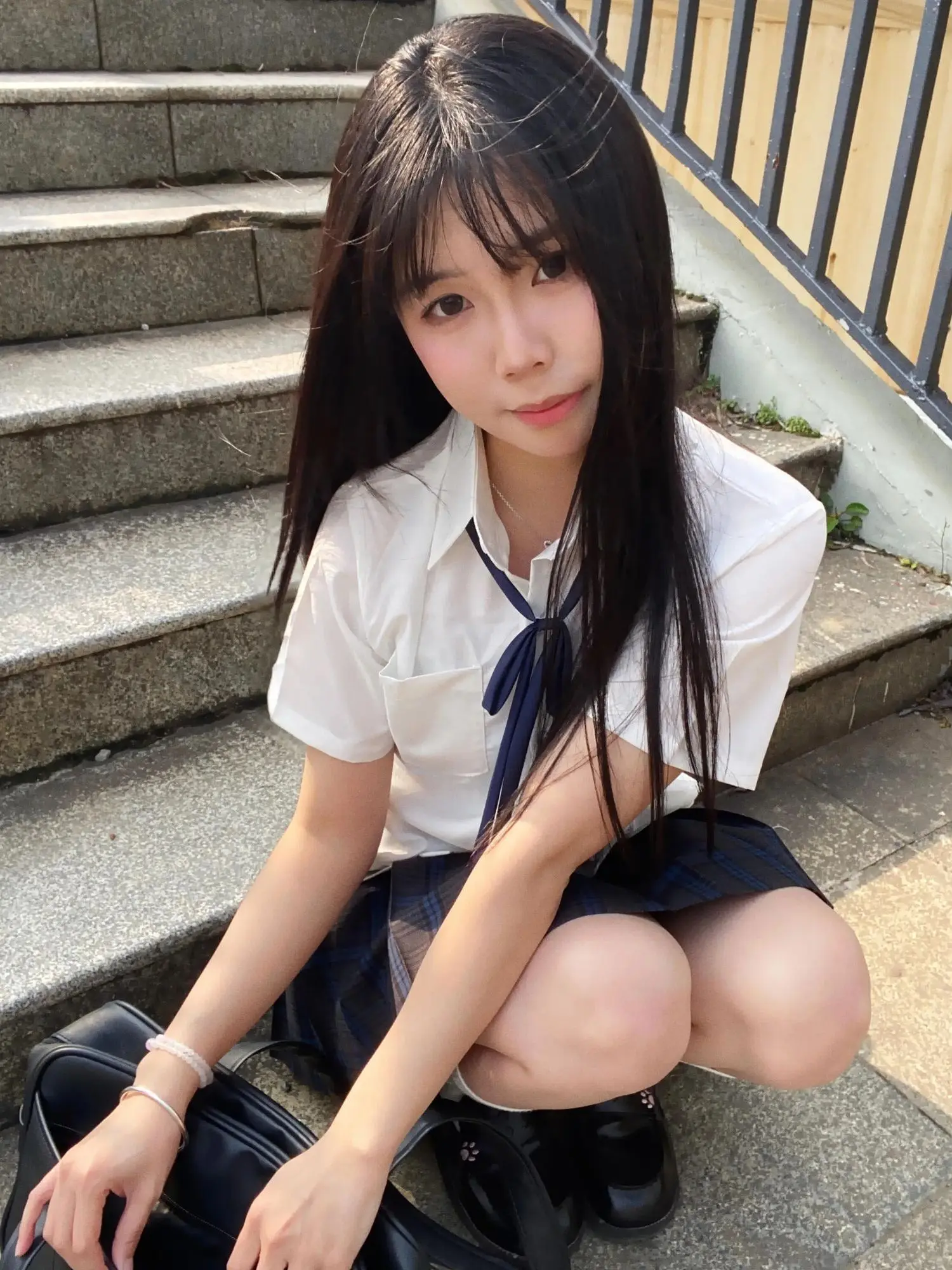 

Japanese Style JK Uniform Plaid Skirt Short Sleeve White Shirt Basic Edition Women's Fashion Set Summer Breathable Polyester