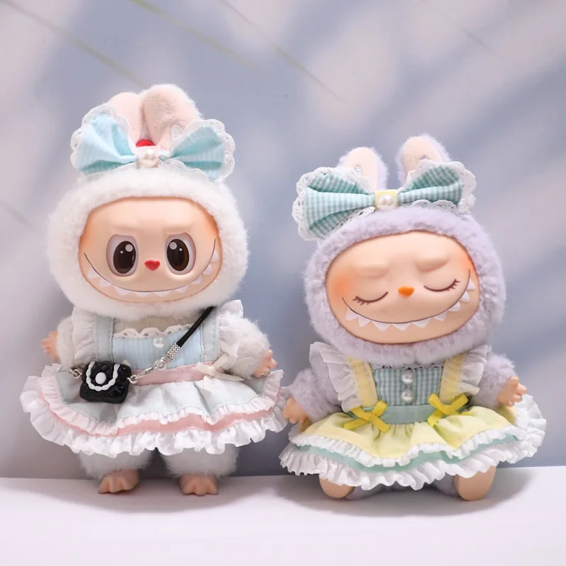 

17cm Labubu Clothes Doll Outfits 1st-3rd Gen Sitting Party Labubu Pendant Doll Clothes Puffy Princess Skirt Set