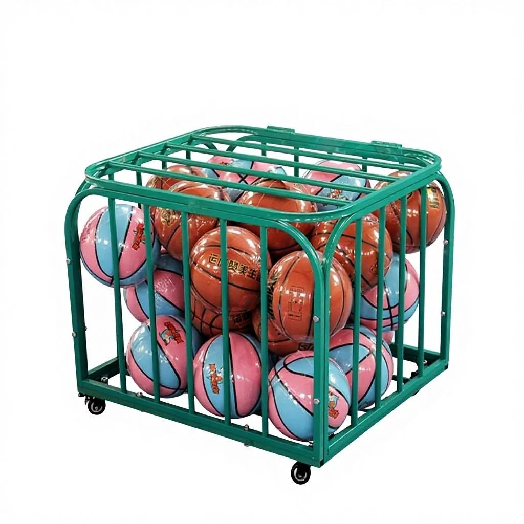 

Green Basketball Football Volleyball Storage Frame Double-Row Movable Ball Cart Model SN01 for Kindergarten School Training Camp