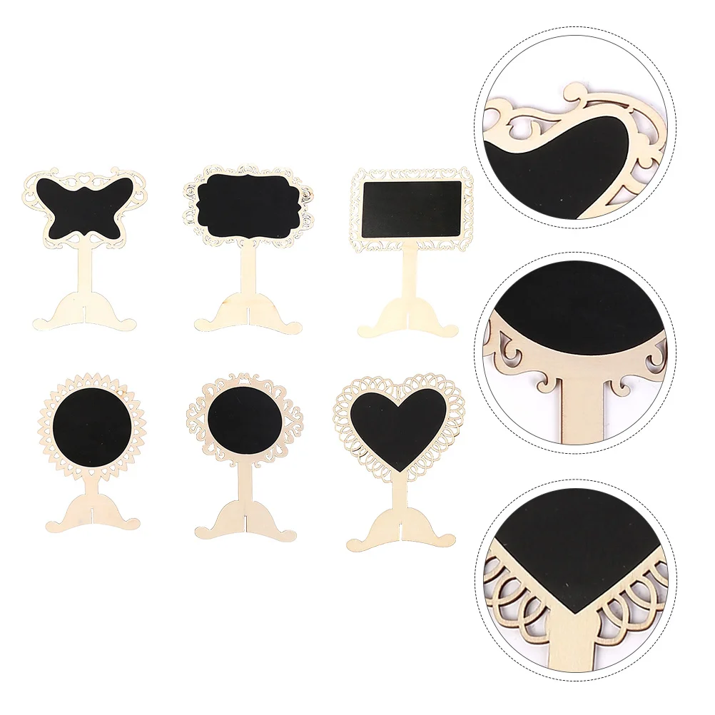 

6Pcs Wooden Blackboard Reusable Standing Message Board Vertical Desktop Blackboard Store Advertising Display