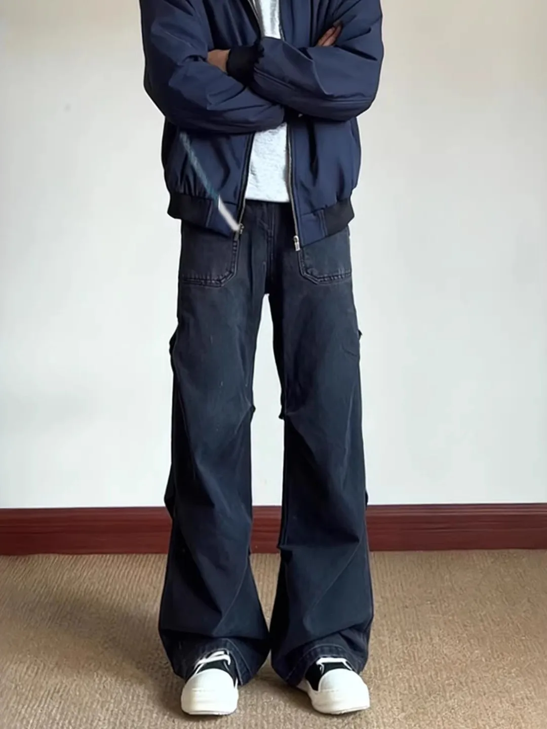 

Джинсы Waed Blaey мужские повседневные свободные прямые рабочие брюки с рваным дизайном, универсальные, удобные, со средней посадкой