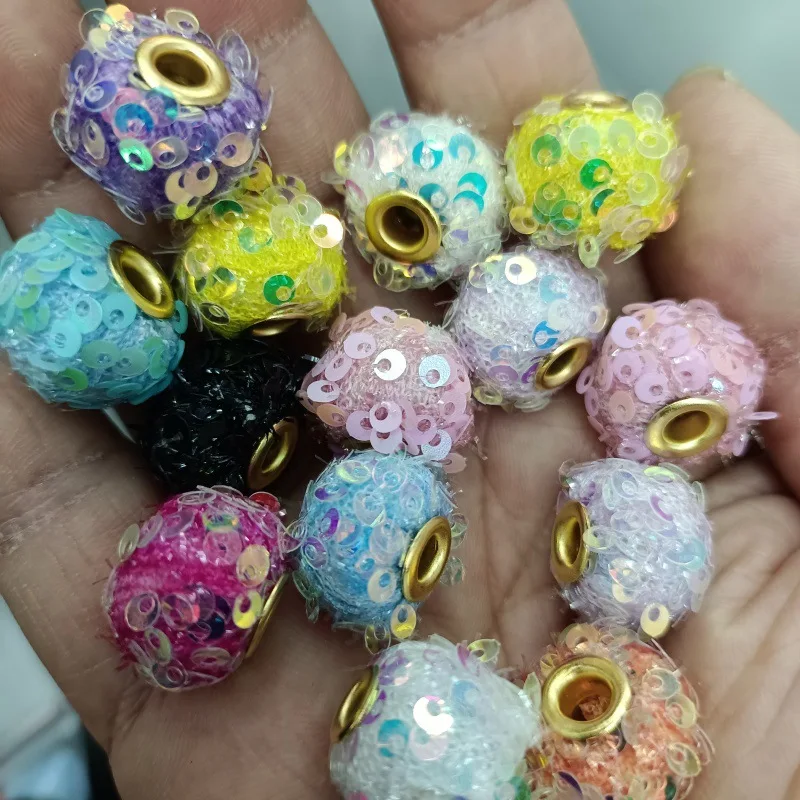 

500Pcs 16mm Personalized Glitter Large Hole Wheel Beads DIY Handmade Bead Loose Beads Pen Phone Chain Jewelry Making Accessories
