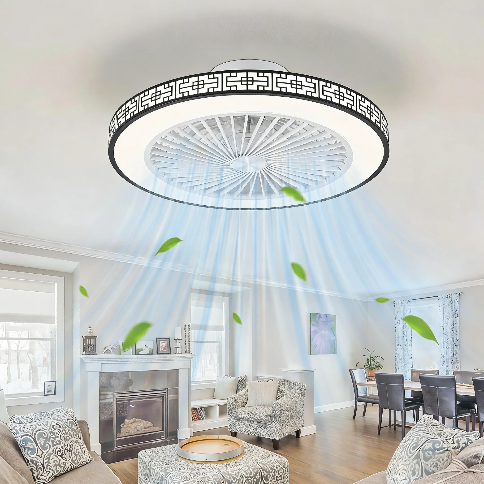 50cm Ceiling Fan with Lights and Remote Control Low Profile Ceiling Fans Dimmable 3 Colour Temperatures Quiet Reversible Flush Mount Ceiling Fan with Light for Bedroom Kitchen