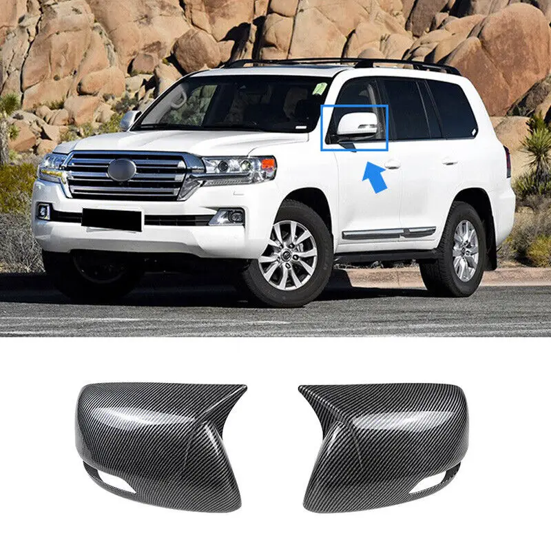 

For Toyota Land Cruiser 2008 - 2021 Carbon Fiber Horn Mirror Cover 2x-