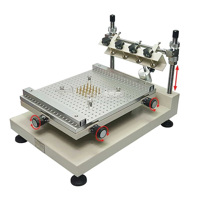 LY Manual Silkscreen Printing Machine ZB4050H Chip Repair Solder Paste Printer 350*500mm Print Size 220mm Print Platform Height
