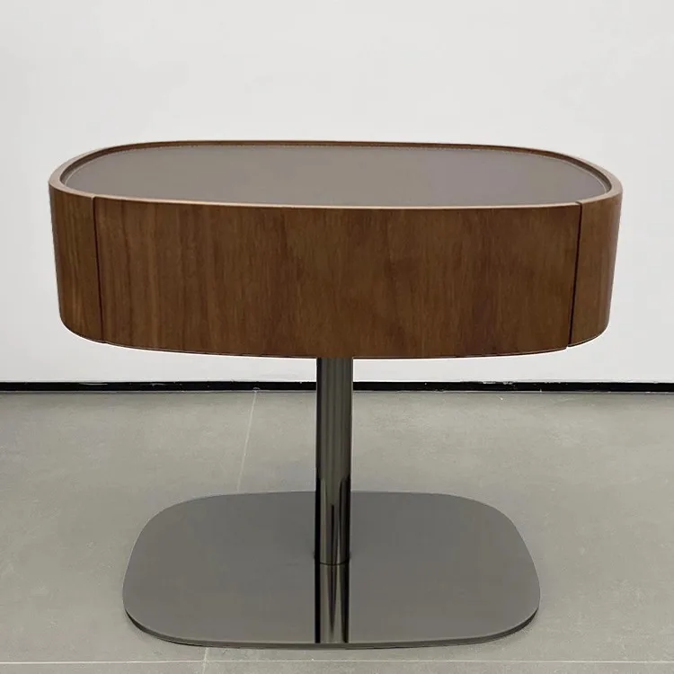 طاولة بجانب السرير من خشب الجوز الإيطالي البسيط مصنوعة من الخشب الصلب وطاولة بجانب السرير حديثة مصممة على طراز القرون الوسطى وطاولة جانبية صغيرة #2