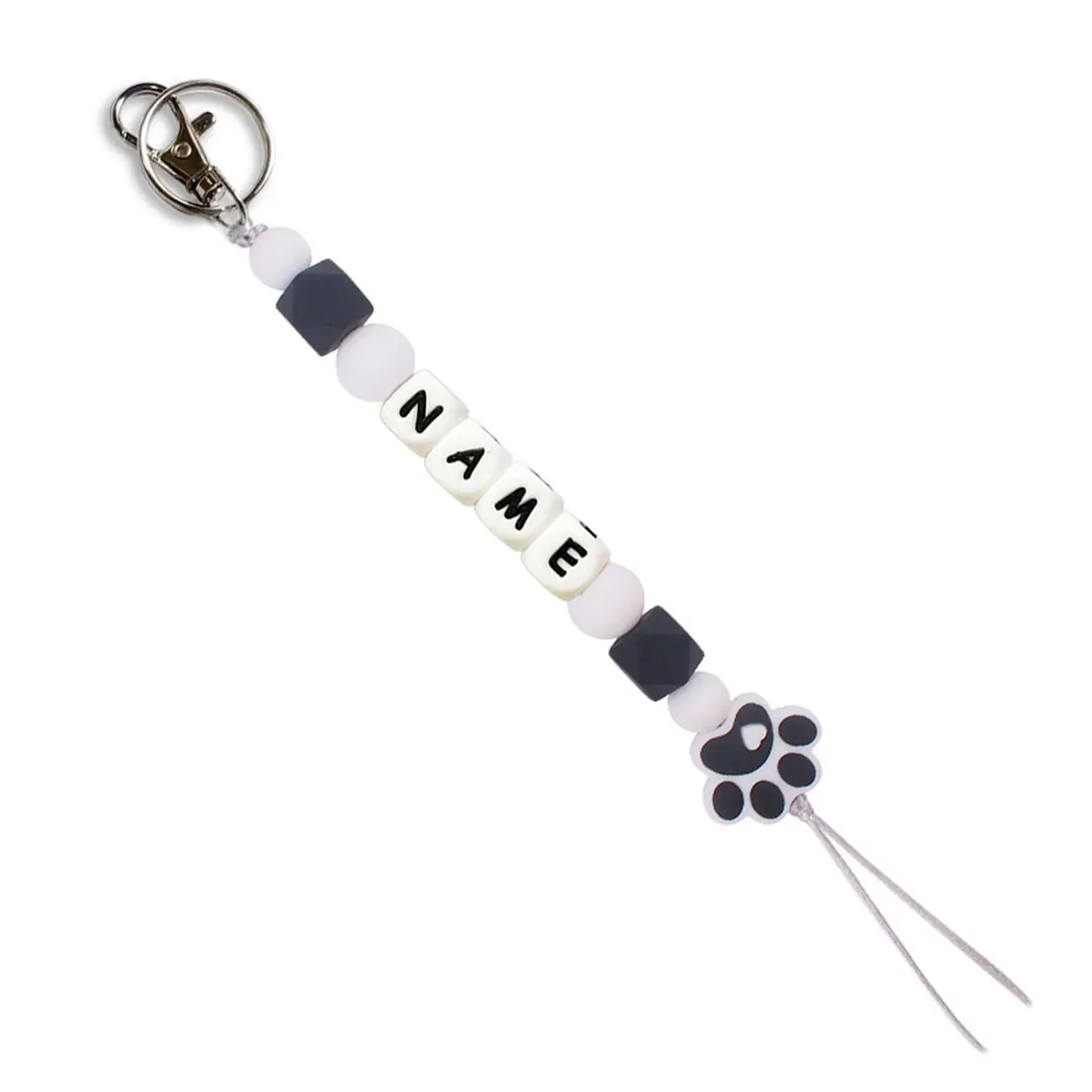 Personalized Dog Paw Pattern Colorful Name Keychain