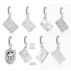 Fit Original Pan Charm Bracelet 925 Silver Mexico Papel Picado Sombrero Hat Bead For Making Navidad Berloque New Year 2025 DIY