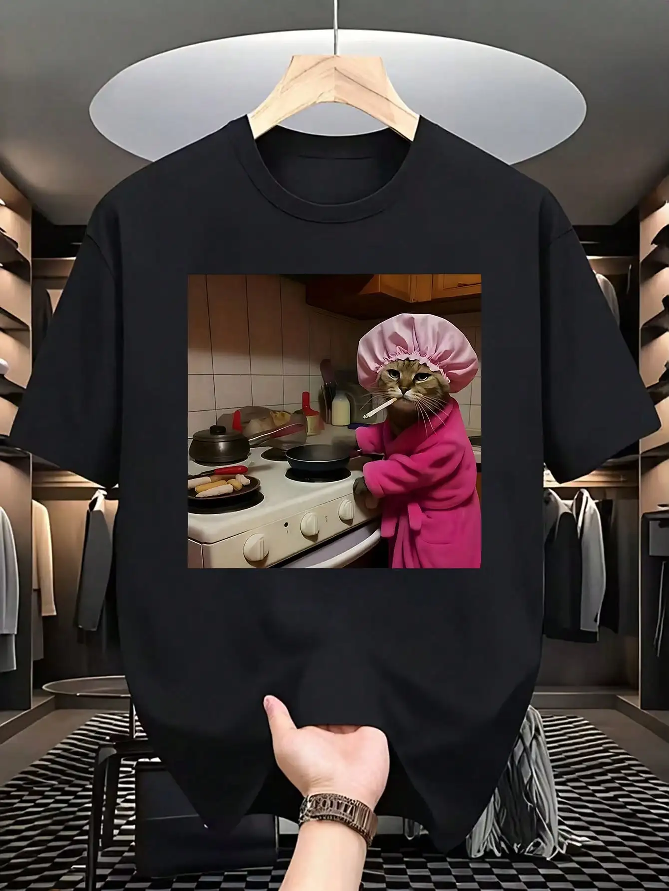 Men's Funny Chef Cooking-Shirt Valentine's Day Father's Day Clothing Design Loose Fit Suitable Holiday Celebrations.