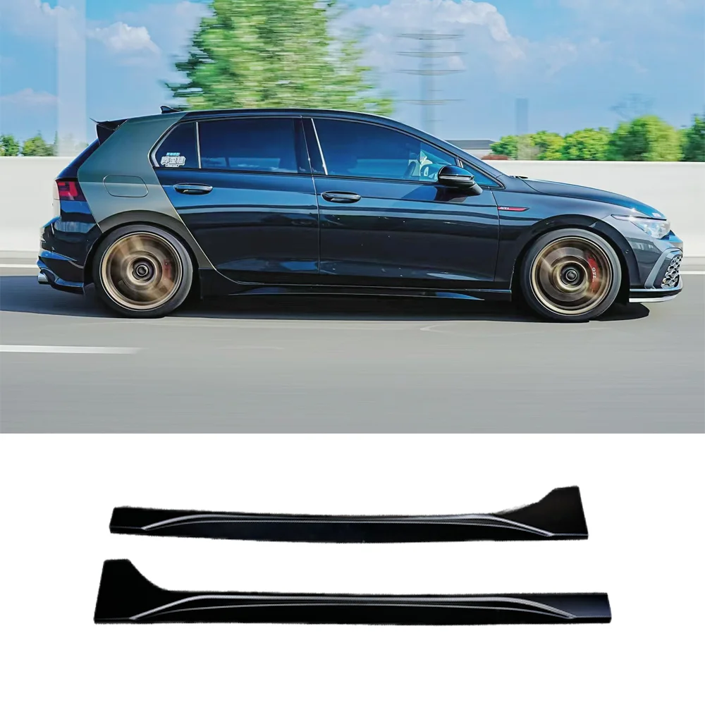 For Volkswagen Golf 8 MK 8 R GTI R-Line 2019+ Car Side Skirt Splitter Diffuser Winglet Side Wing Bumper Lip Body Exterior Kit