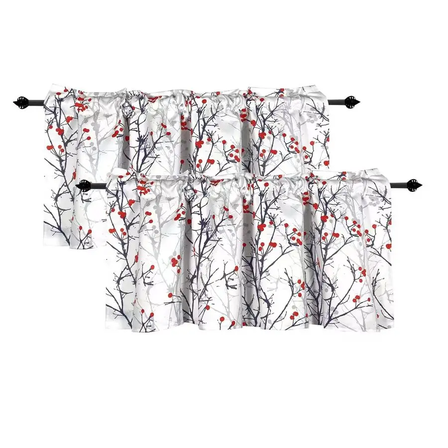 2 Panels Blackout Curtain Valances for Kitchen Windows Tree Branches Printed Short Valances for Bedroom Living Room Bathroom Far