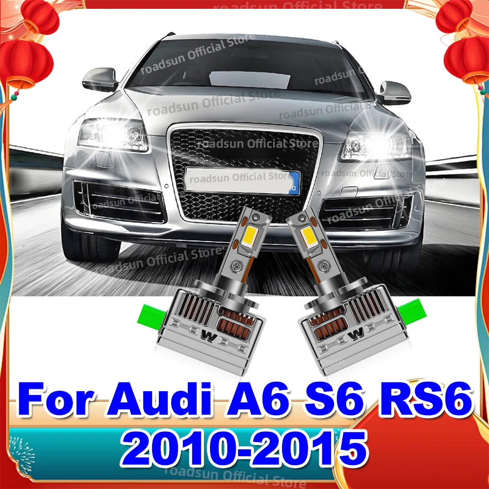 

LED CANBUS Headlight 110W Bulbs Replace Xenon Lights For Audi A6 S6 RS6 2010 2011 2012 2013 2014 2015