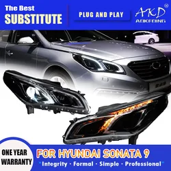 AKD Head Lamp for Hyundai Sonata 9 LED Headlight 2015-2017 Headlights Sonata DRL Turn Signal High Beam Angel Eye Projector Lens