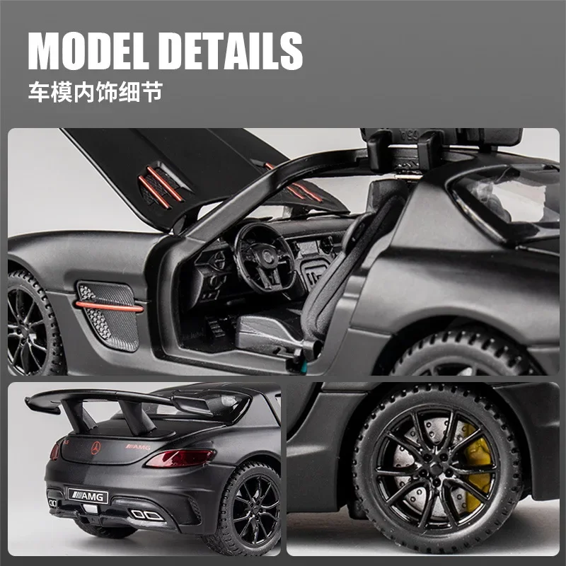 مرسيدس بنز SLS-Diecast نموذج سيارة سبيكة معدنية ، محاكاة عالية ، صوت وإضاءة ، سحب للخلف ، جمع ، هدايا لعبة للأطفال ، F390