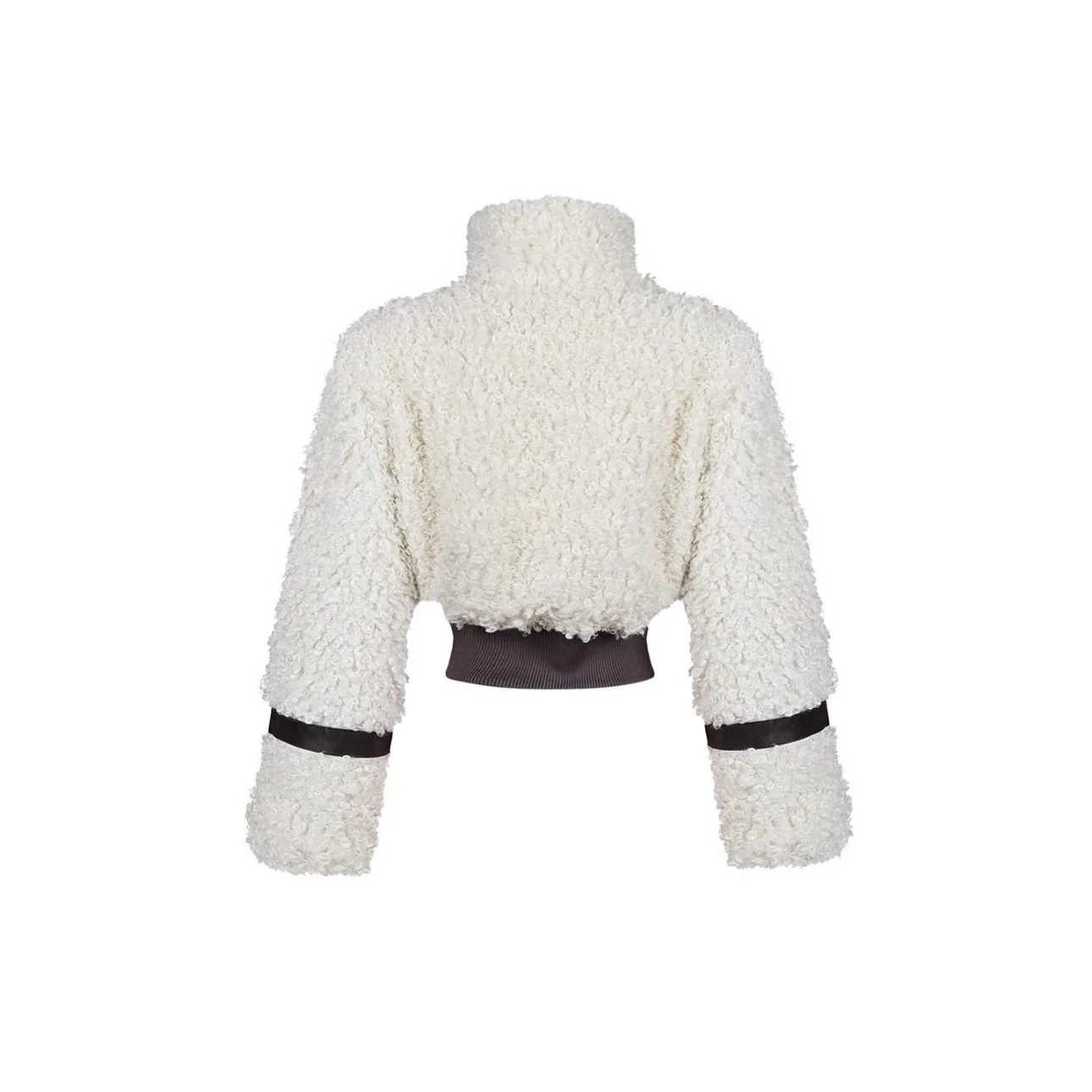 Damska skórzana kurtka z przeszyciami, pikowana, z polaru, krótka, z kołnierzem, z długim rękawem, zapinana na zamek, dopasowana, codzienna, jesień-zima 2025