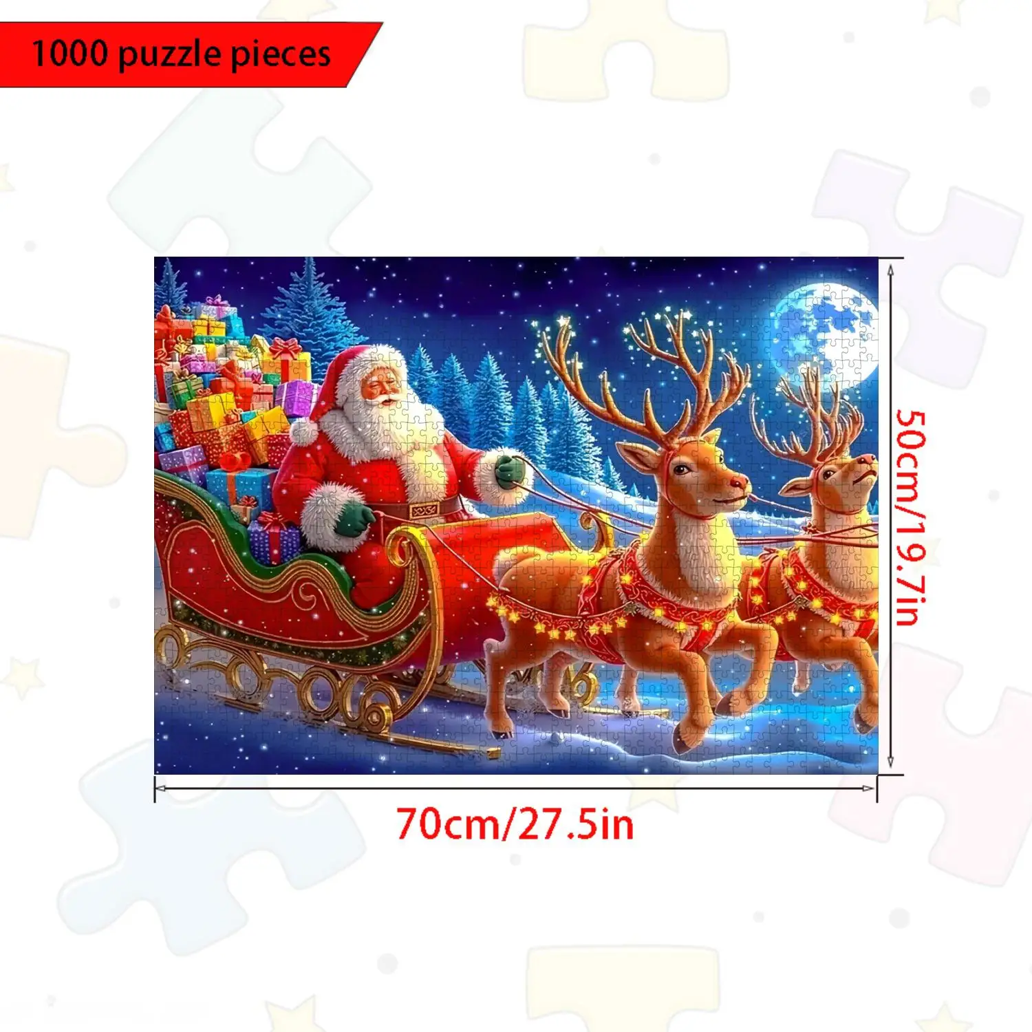 مجموعة مكونة من 1000 قطعة من ألغاز الكبار في الصندوق، تصميم موضوع سانتا كلوز. لغز ورقي عالي الصعوبة - ورق عالي الجودة، فن DIY ديسمبر #2