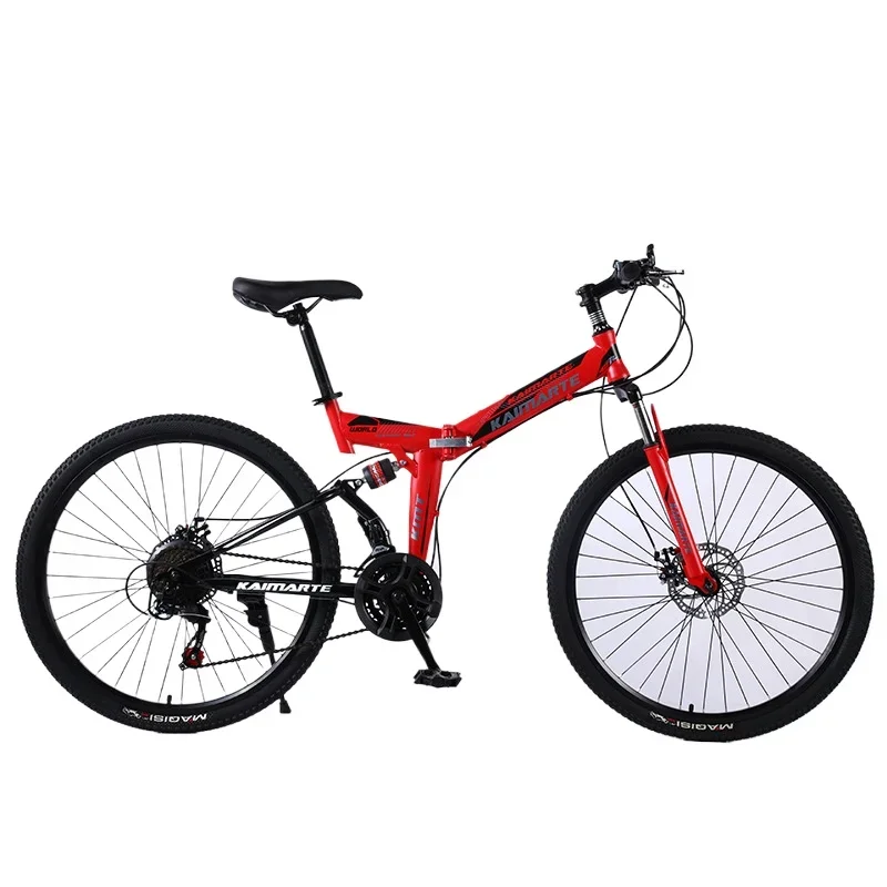 Folding Mountain Bike,24/26 Inch 21/24/27/30 Speed,Steel Frame Multi Style Wheels,Mechanical Disc Brake Double Shock Absorption 