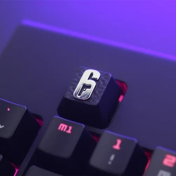 Keystone artesão keycap para teclado mecânico r6 arco-íris seis cerco tema do jogo preto liga de alumínio zinco metal diy