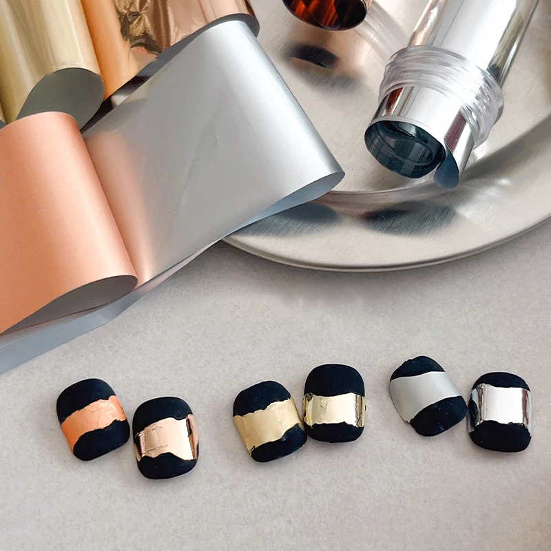 Mirror Gold Nail Art Sticker DIY Nail Transfer Paper Retro Matte Silver Manicure Accessories For Women Girls,DIY Decorative Tool