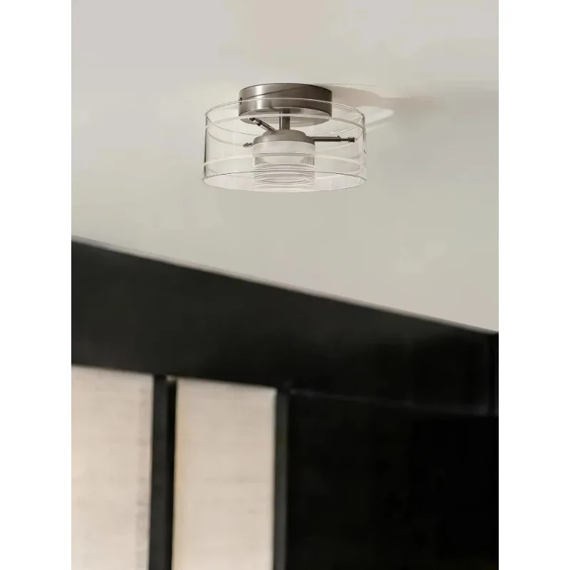 Modern Minimal LED Ceiling Light Glass Ring Dimmable Warm White Adjustable Cord Living Dining Bedroom Hallway Decor 2026
