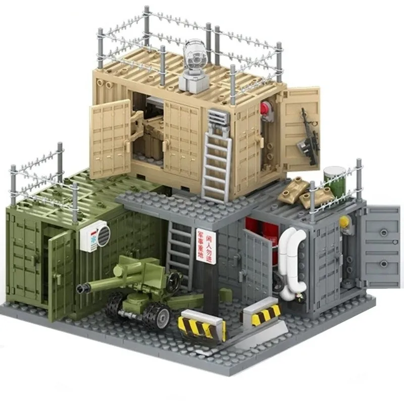 4 IN 1 WW2 Army Military Soldiers SWAT Police Container Weapon Cannon Base Model Building Blocks Bricks Children Toys