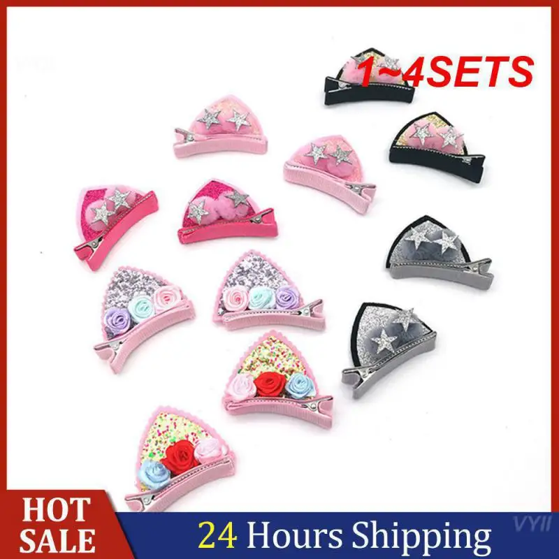 1~4SETS Headwear Soft Trendy Fashionable Headwear With Plush Cats Ears Accessories Soft Hair Clips Adorable Plush Cats Ears