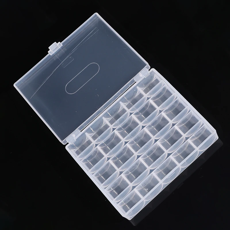 25 Spools Bobbins Sewing Machine Bobbin Case Organizer Storage Clear Box Tools