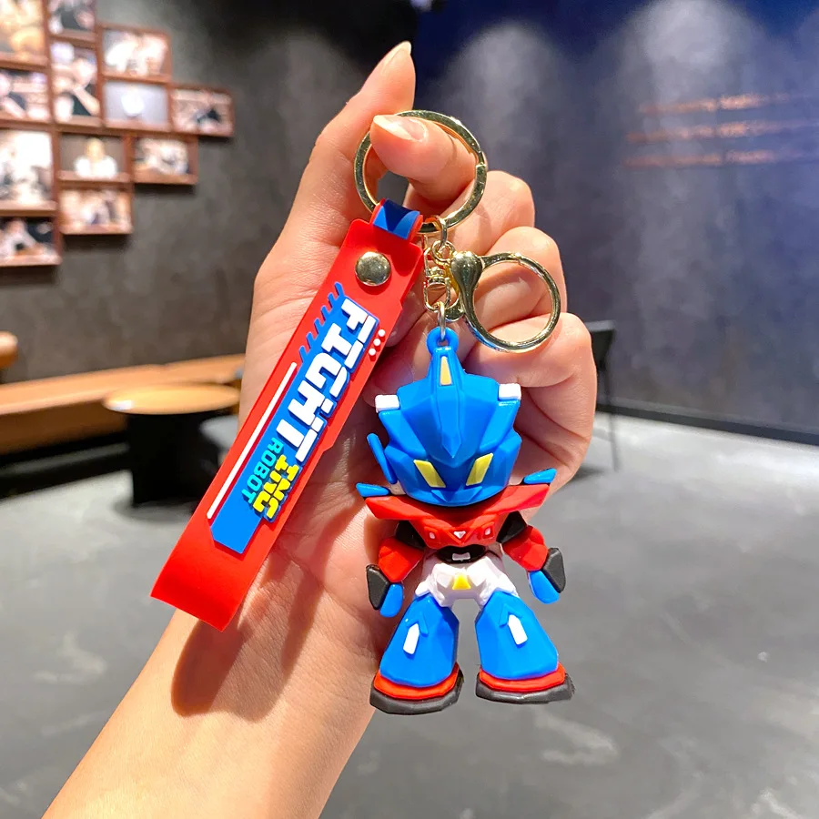 1/4pcs new cartoon cool Gundam keychain combat robot 3D soft plastic figurine mobile phone backpack pendant car decoration gift - view 2