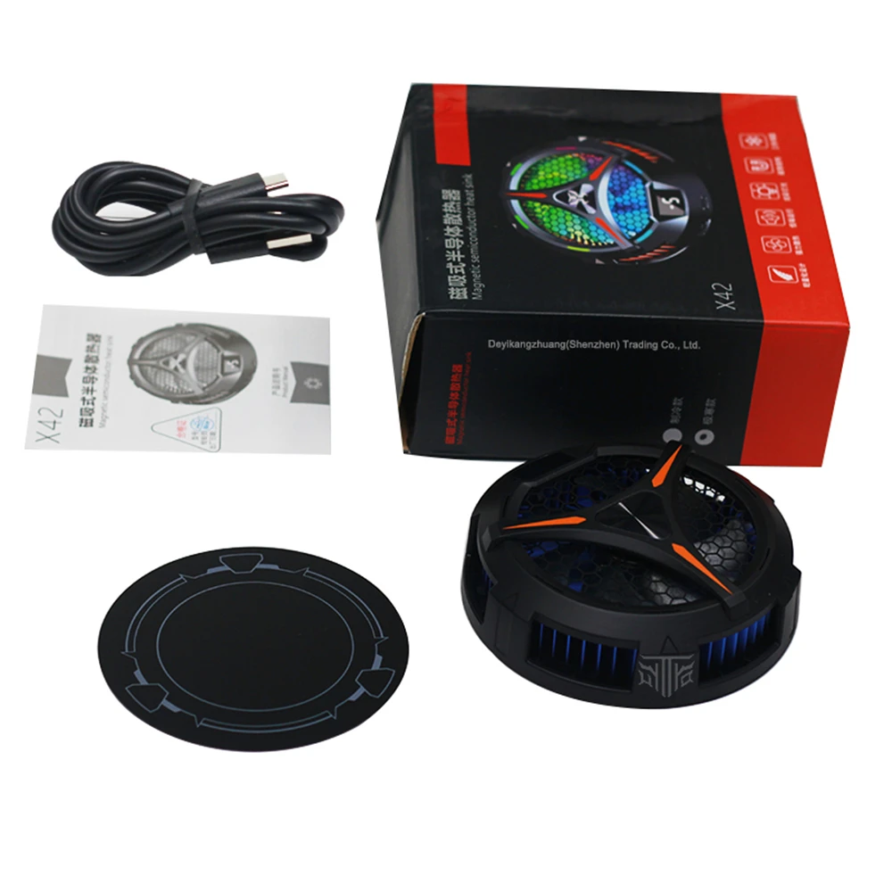 

X42 PC Magnetic Peltier Large Size Semiconductor Tablet Cooler Radiator 27W Colorful Lighting