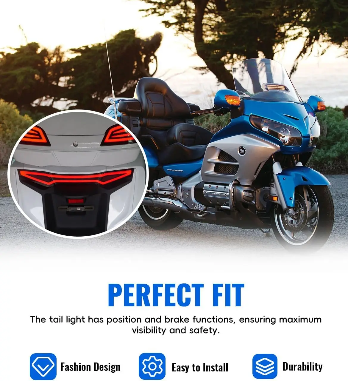 ضوء خلفي LED لسيارة Honda Goldwing GL1800 2012-2017، مصباح خلفي بعدسة مدخنة مع إشارة الفرامل/الجري/البدوره