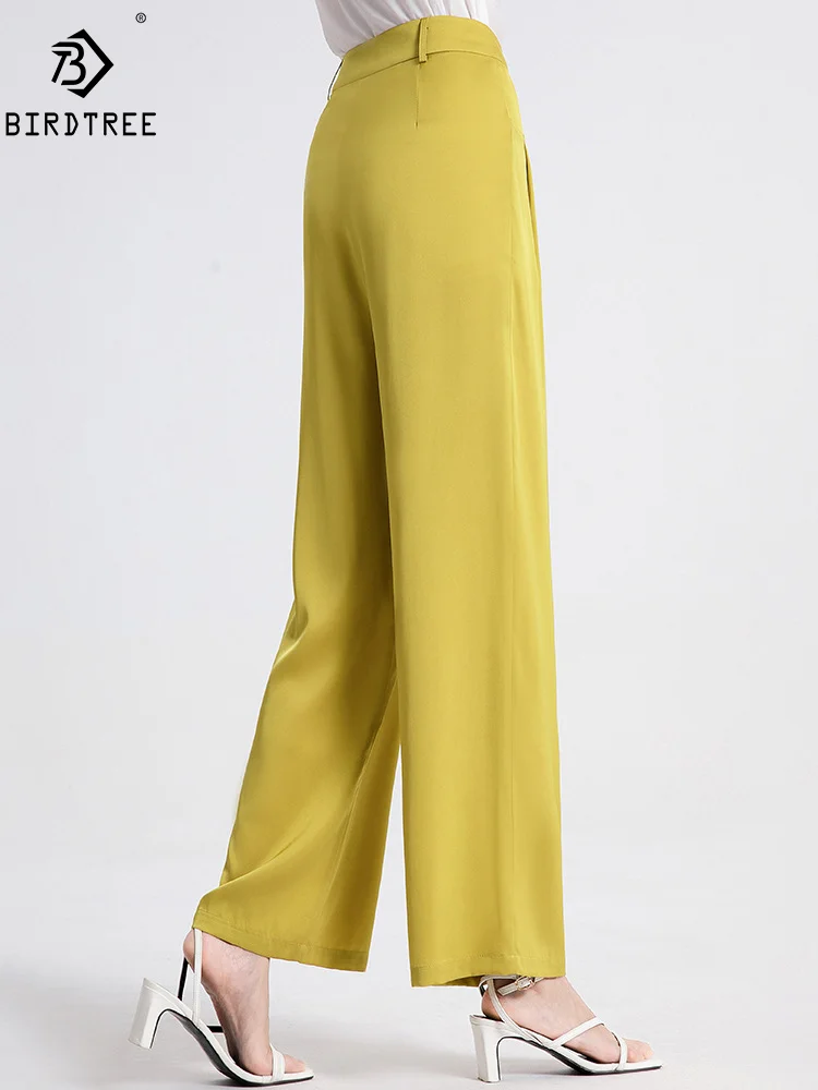 

BirdTree, 95%Natural Silk Wide Leg Pants, Women High Waist Solid, Retro Casual Straight OL Trouser, 2024 Summer New B550120QM