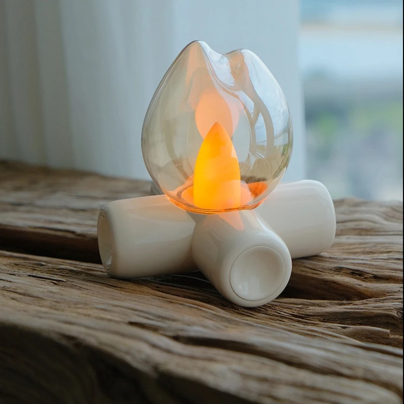 

Simulated Tree Stump Flames Small Night Lights Creative Atmosphere in The Study Desktop Mini Ornaments