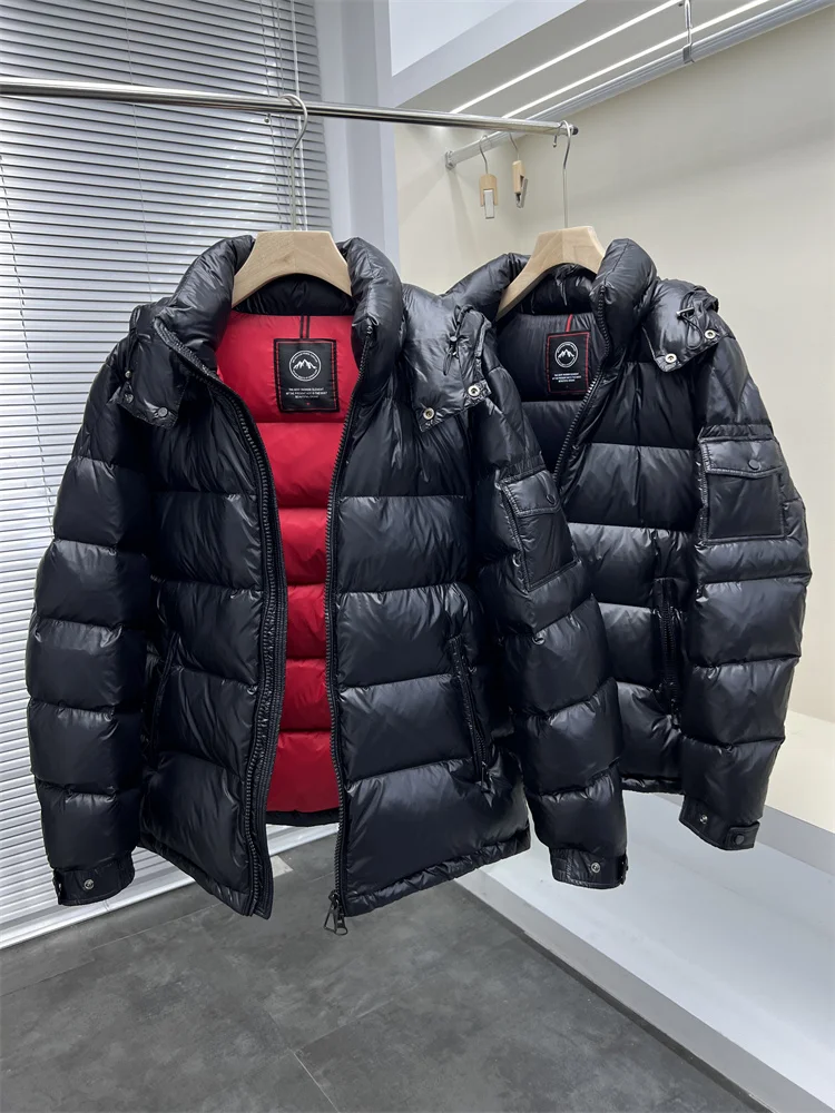 

Ультратеплая зимняя куртка из гусиного пуха с капюшоном, модная уличная одежда, съемный капюшон, высокое качество, пуховый наполнитель.