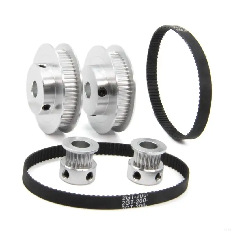 Y1AD GT2 Synchronous Wheel 20 60 Teeth 8mm Bore Timing Pulley 2 Sets with 2pcs Length 200mm Width 6mm Belt Reduction