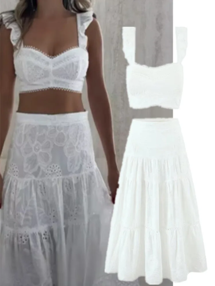 

Комплект Vaion Sle с кружевной отделкой и тяжелой вышивкой, жилет Fairy f, модный женский ансамбль, осень 2025 г.