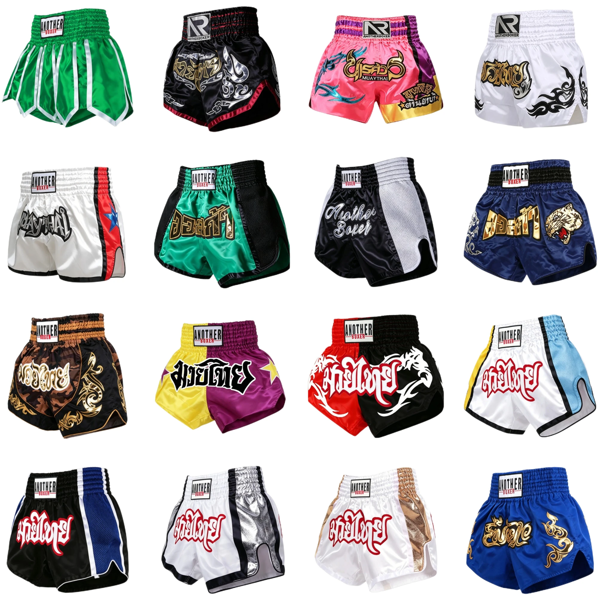 Professionelle Muay Thai Shorts Premium Satin Kickboxing Shorts Atmungsaktive Elastische Taille Thai-Boxhosen für Training und Sparring