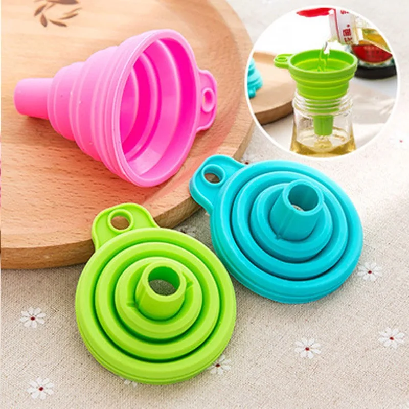 Kitchen Funnel Set, Kitchen Gadget Accessories Foldable Silicone Foldable Funnel for Filling Water Bottles With Liquid Transfer