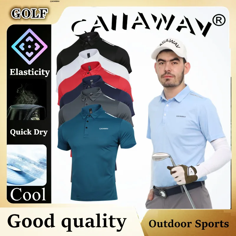 

Authentic CAIIAWAV Golf Short Sleeve Men's Elastic Top T-shirt GOLF Short Sleeve Men's POLO Shirt Breathable and Quick Drying