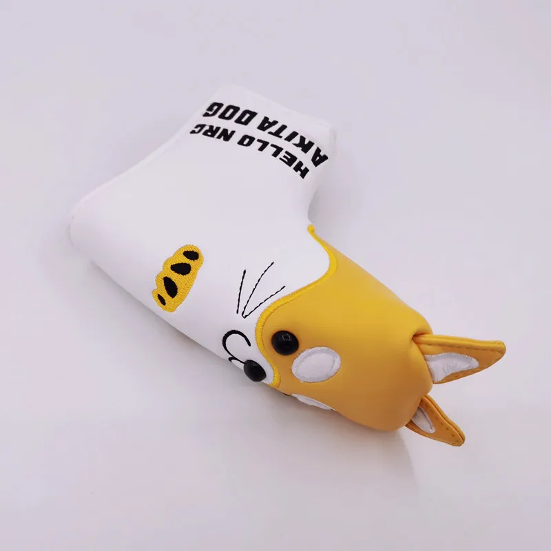 Korea Golf Club Blade Putter Head Cover with Akita Dog Creative Cartoon Animal Pattern Synthetic Leather Golf Clubs Headcovers