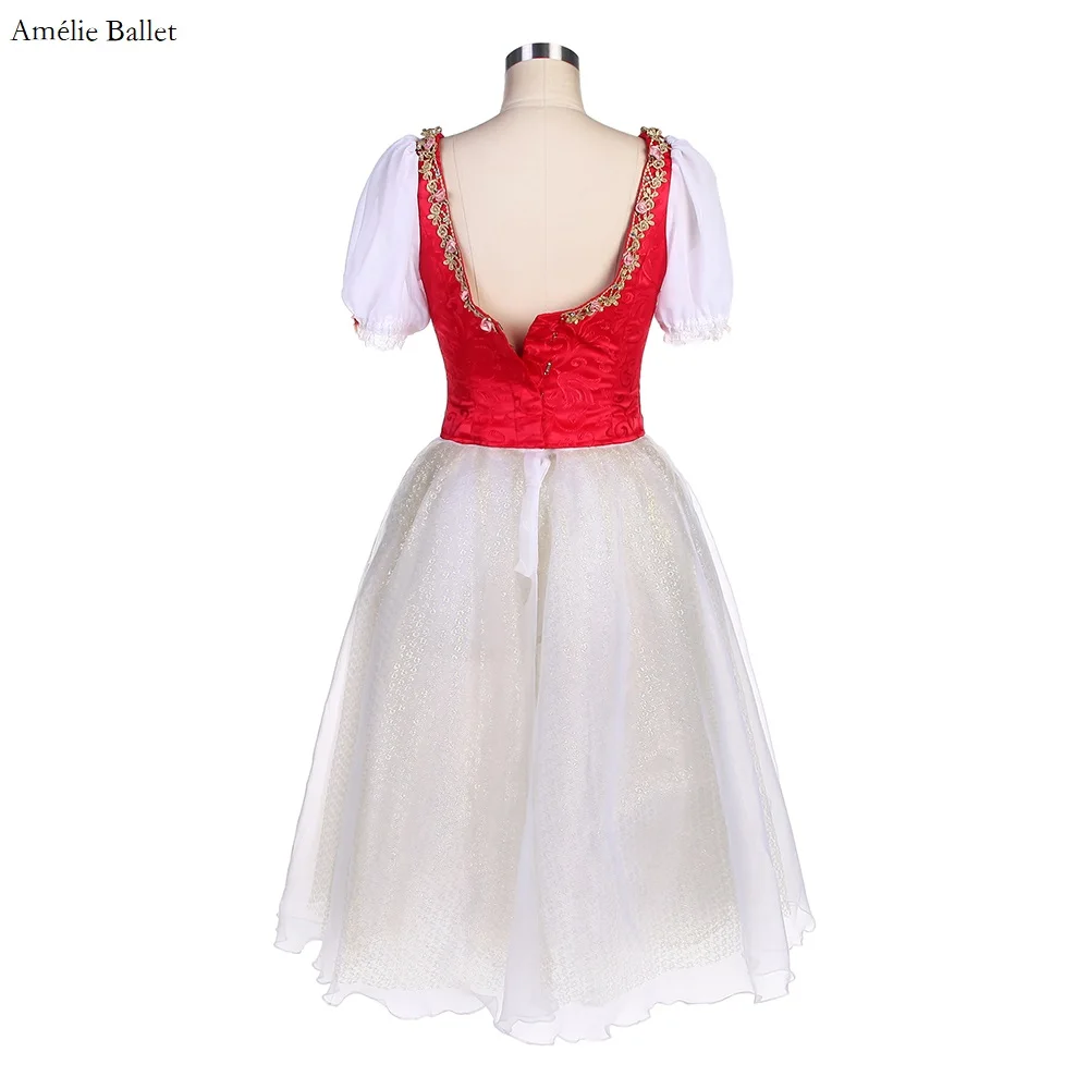 B22500 New Short Sleeves Giselle Ballet Tutu Red Professional Romantic Ballet Costumes for Girls & Women Performance Dancewears