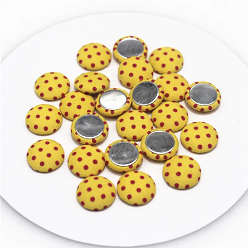 50pcs 15mm Mix Colors Polka Dot Fabric Covered Round Buttons Home Garden Flatback Cabochon Crafts Scrapbooking DIY