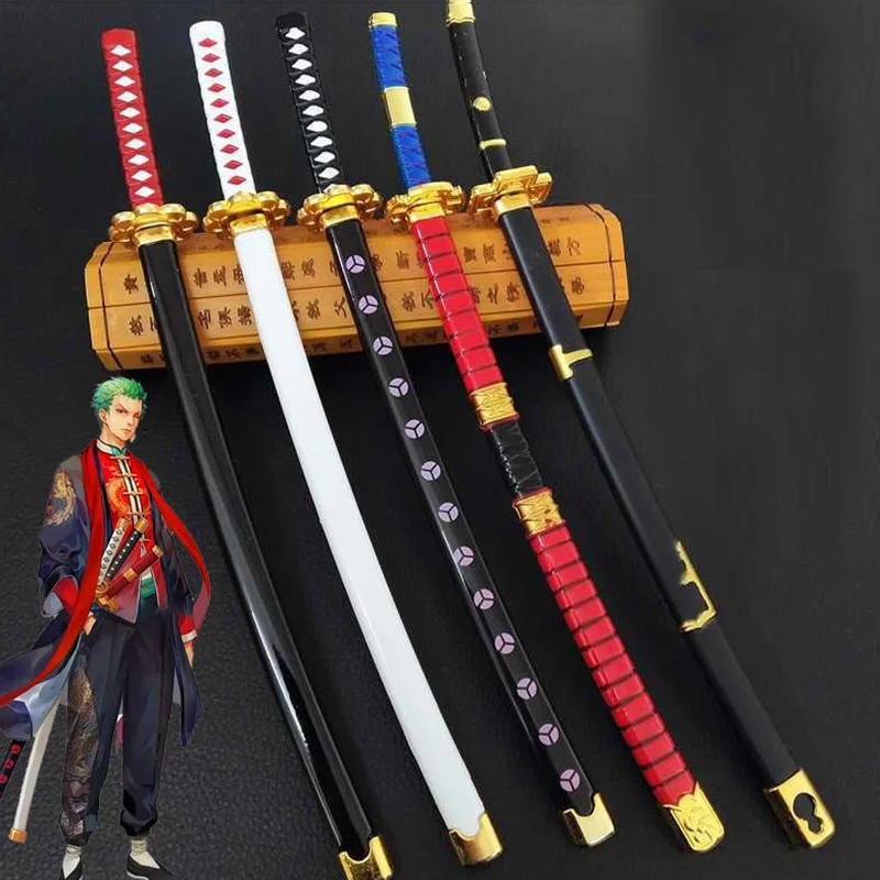 25CM Roronoa Zoro Sword Keychain Samurai One Katana Piece Stainless Steel Sword with Scabbard Collection Decoration Craft Gifts