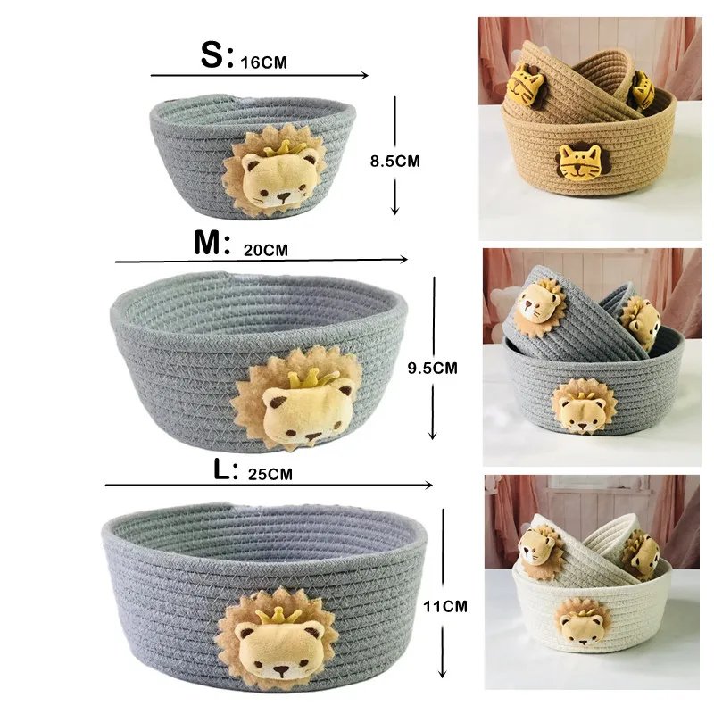 Hand Woven Cartoon Animals Storage Basket Kids Toys Desktop Organizer Sundries Storage Box Laundry Baskets storage box