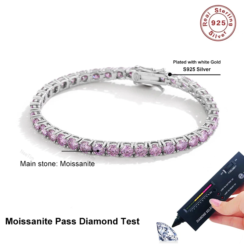 Bracelet tennis en moissanite - Moissanite Tennis Bracelet 925 Sterling avis et prix