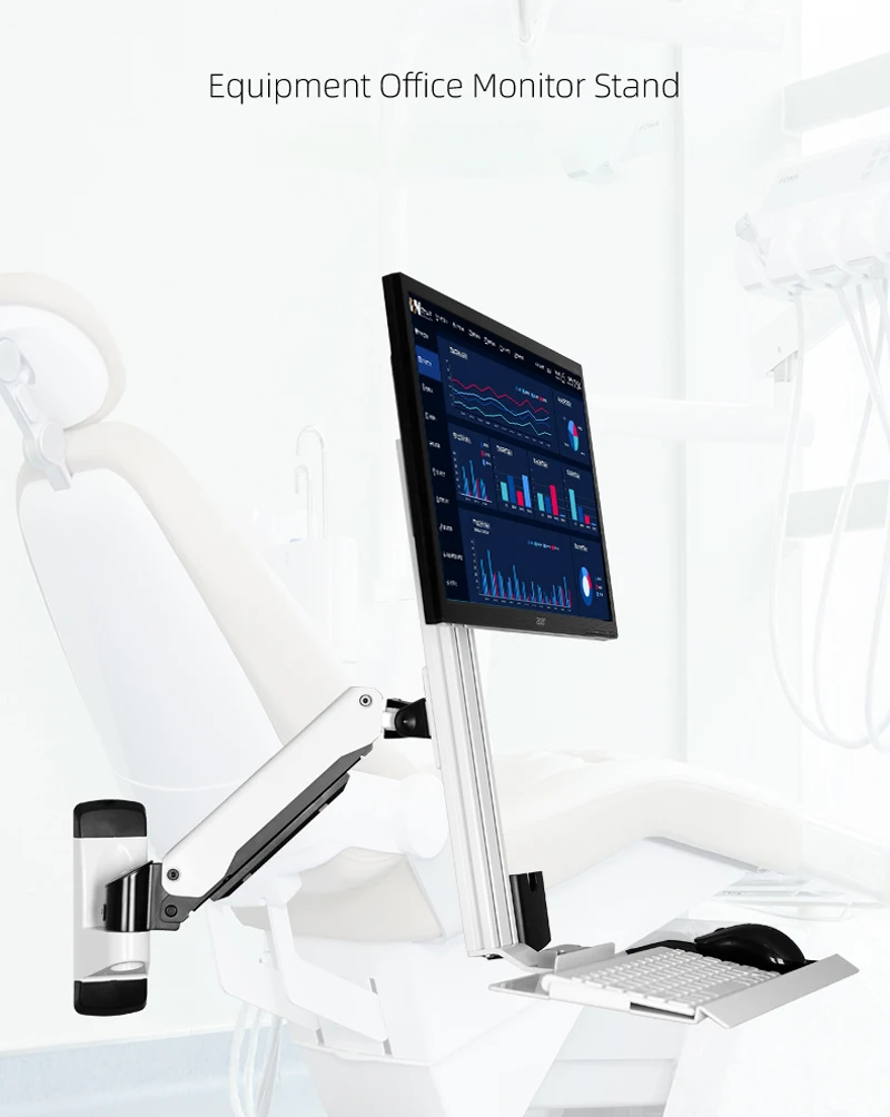 Алюминиевая настенная подставка для рабочей станции 15-24 дюйма, держатель для двойного монитора, газовая стойка с вращающимся кронштейном для клавиатуры и ЖК-дисплея
