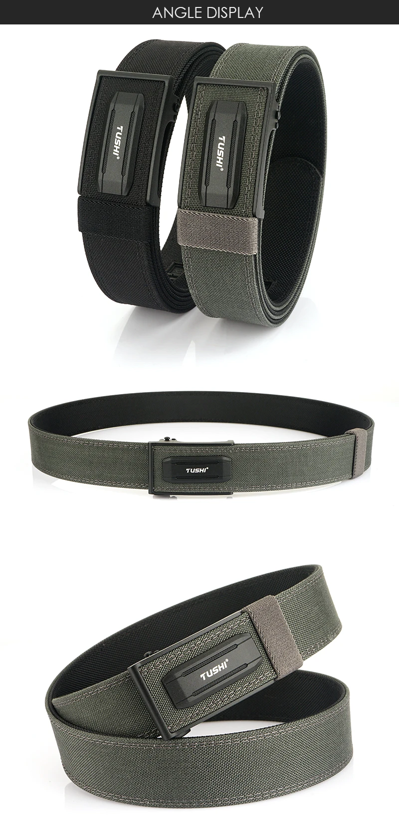 VATLTY Stylish Tactical Belt for Men Metal Automatic Buckle Tight Nylon Military Belt Stiff Work Belt Rigid Casual Girdle Male