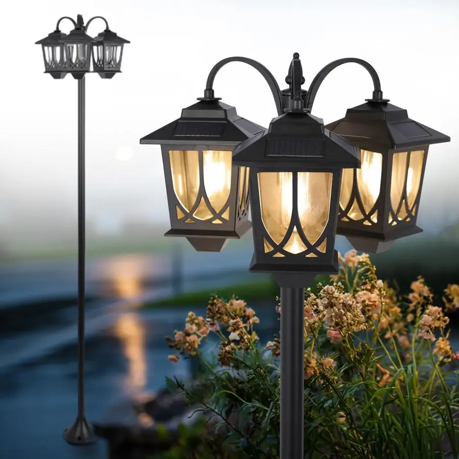 

Solar Lamp Post Light, 73 Solar Lights Outdoor Waterproof, 60Lm 3000K Pathway Lights for Garden, Lawn, Yard