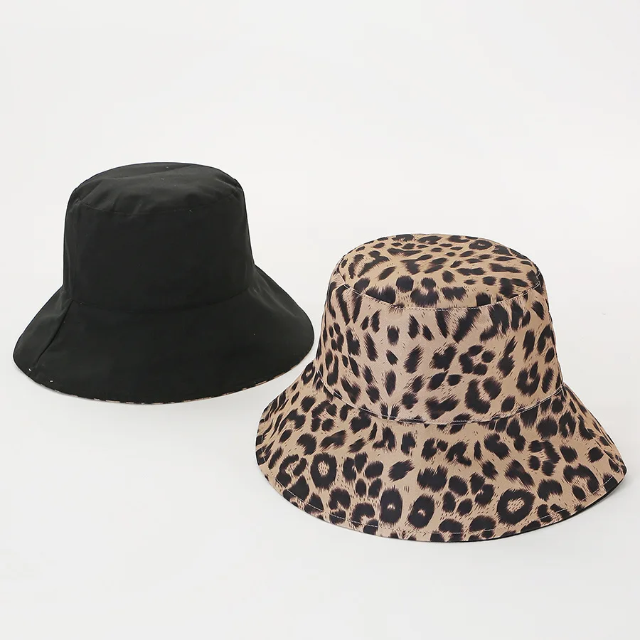 2022 Two Side Leopard Bucket Hat For Women Reversible Panama Travel Sun Hat Summer Ladies Beach Sun Protection Fisherman Hats